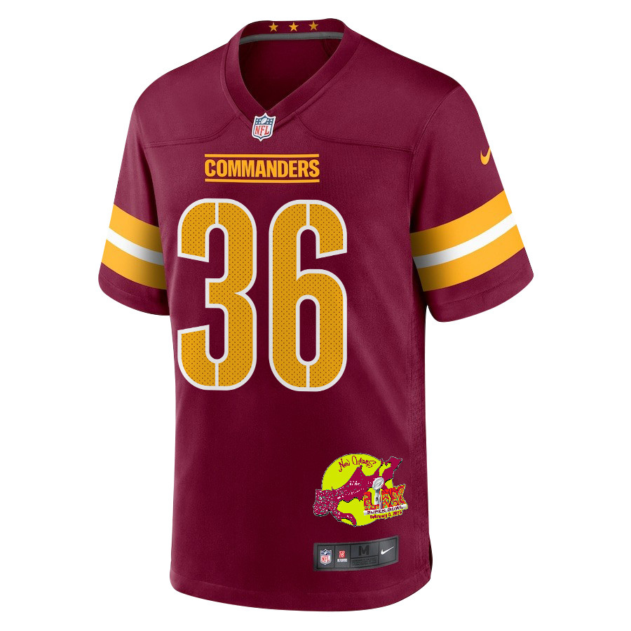 Chris Rodriguez Jr. #36 Washington Commanders Super Bowl LIX Game Jersey - Men's | Burgundy - Image 3