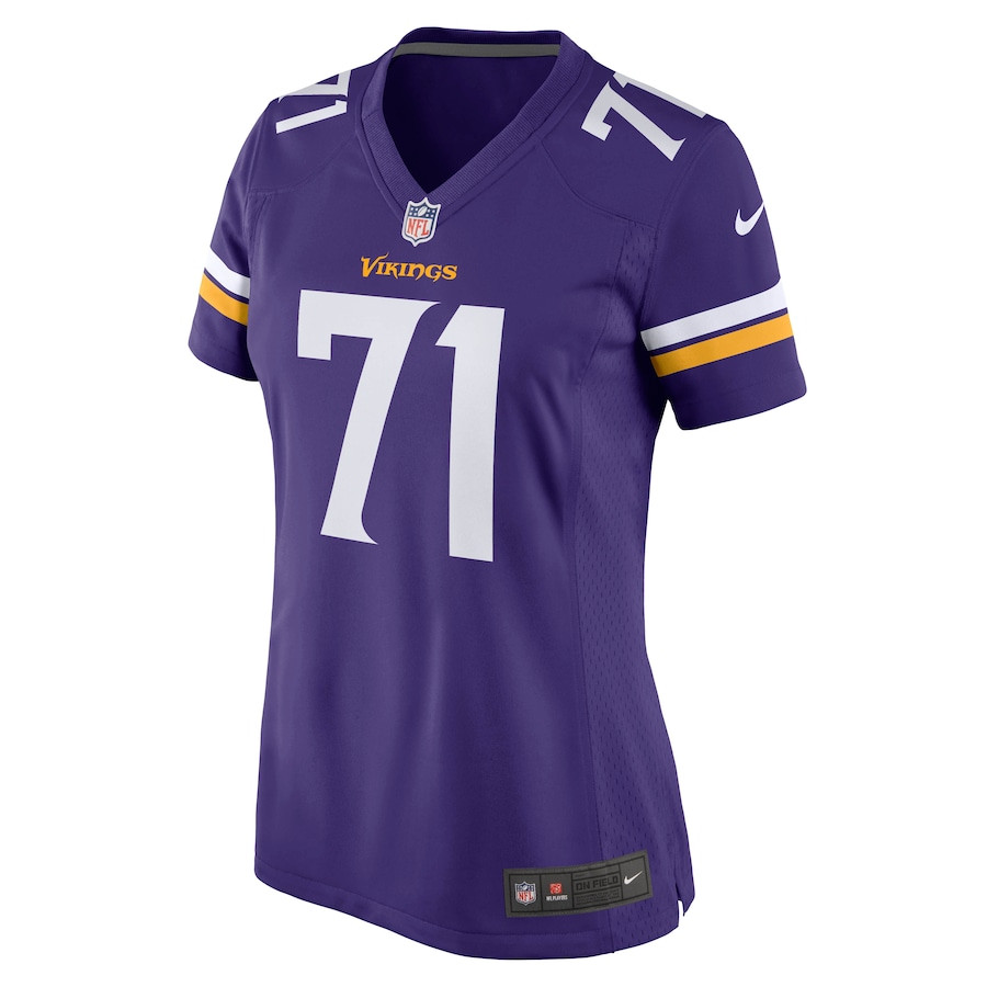 Alternative view of Christian Darrisaw #71 Minnesota Vikings Game Jersey - Women's | Purple