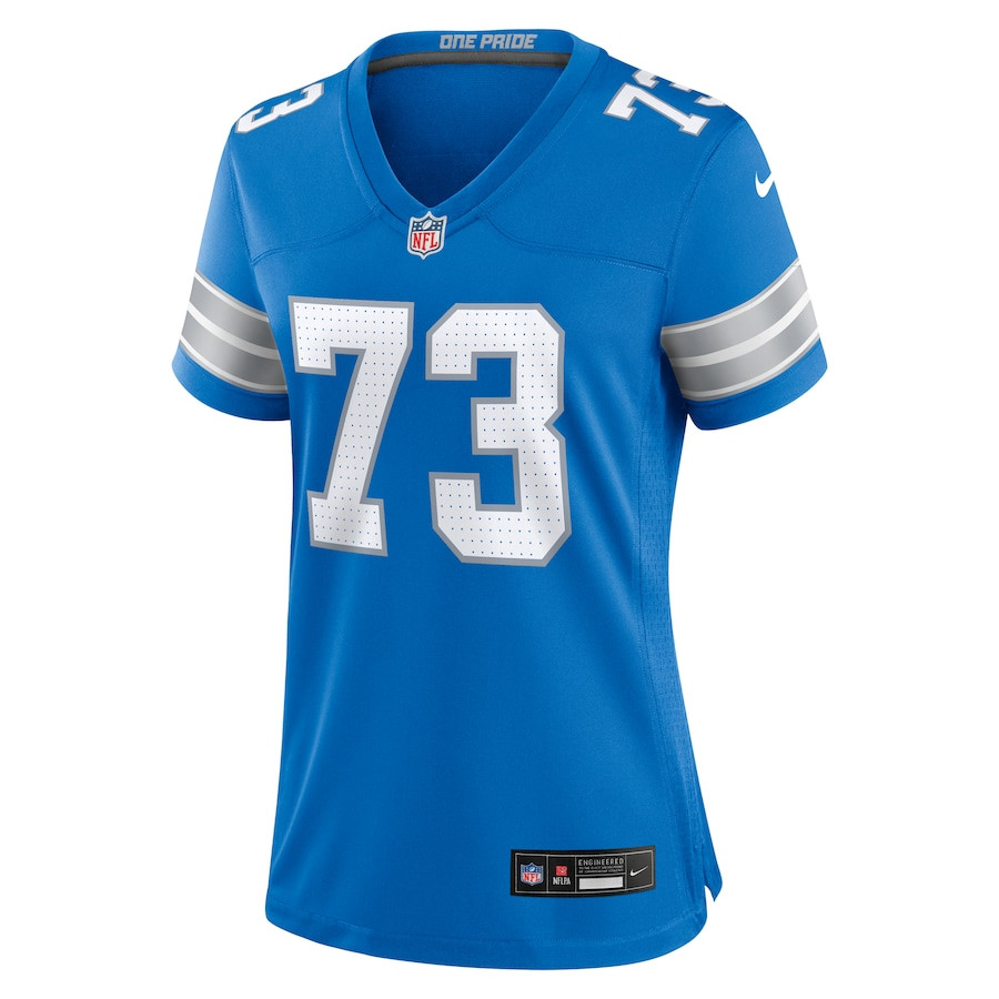 Alternative view of Christian Mahogany #73 Detroit Lions Game Jersey - Women's | Blue