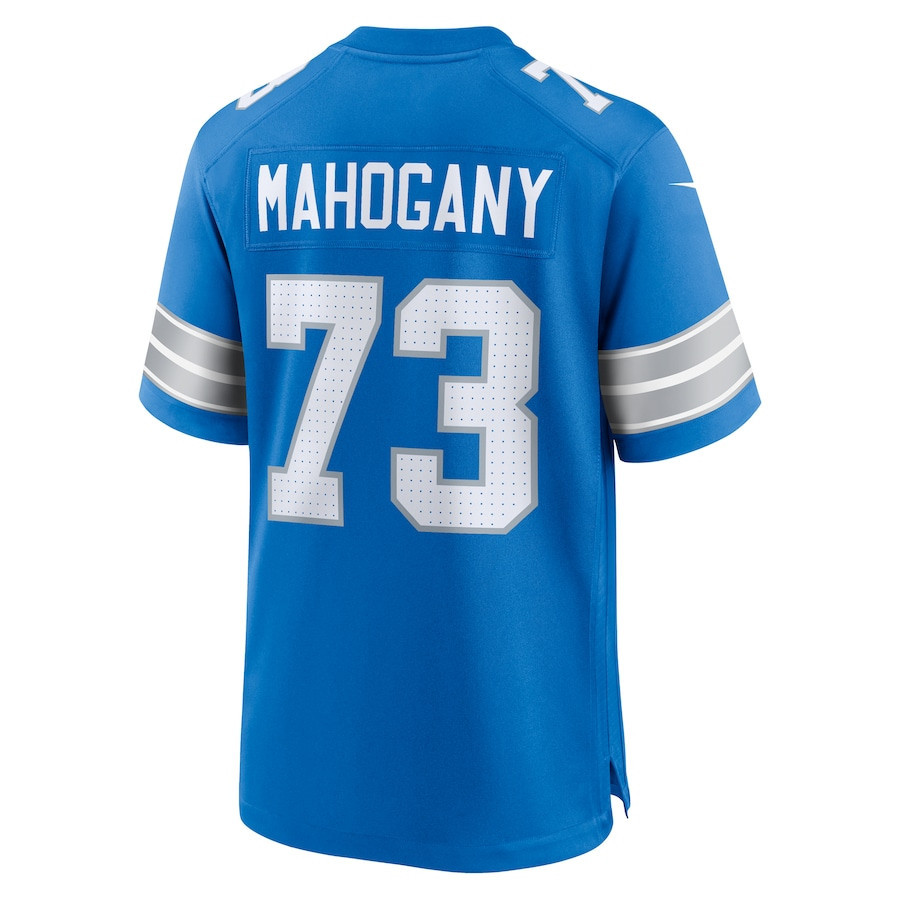 Christian Mahogany #73 Detroit Lions Super Bowl LIX Game Jersey - Men's | Blue - Image 3