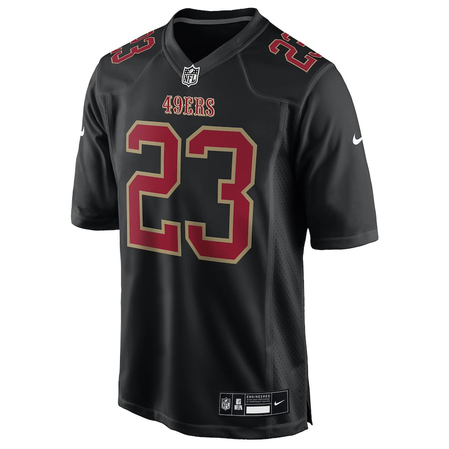 Alternative view of Christian McCaffrey #23 San Francisco 49ers Game Jersey - Men's | Carbon Black