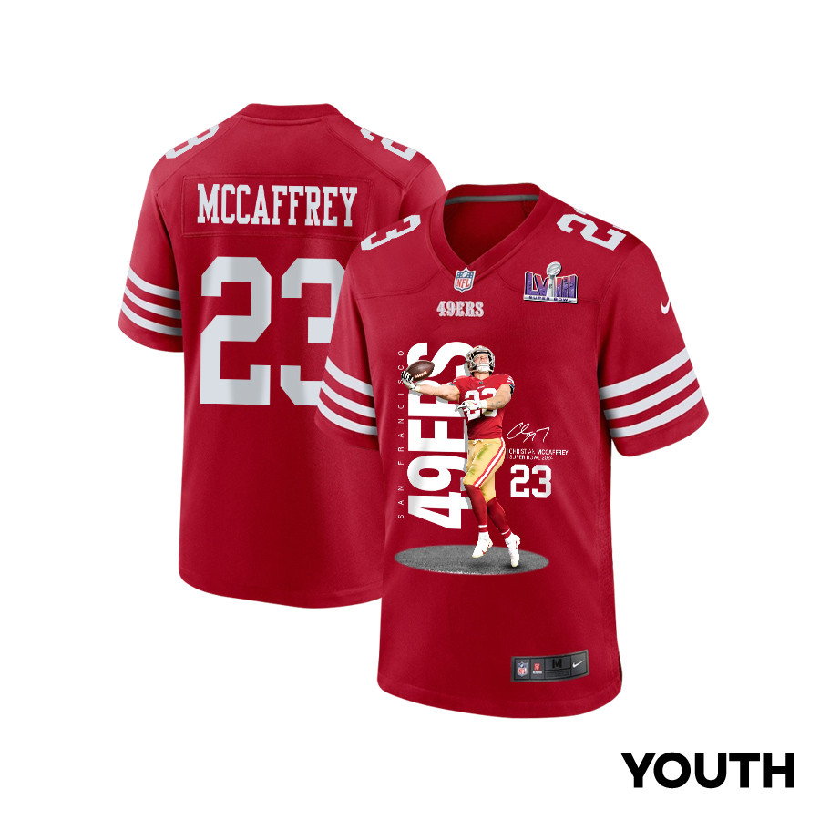 Christian McCaffrey #23 San Francisco 49ers Game Jersey - Youth | Scarlet
