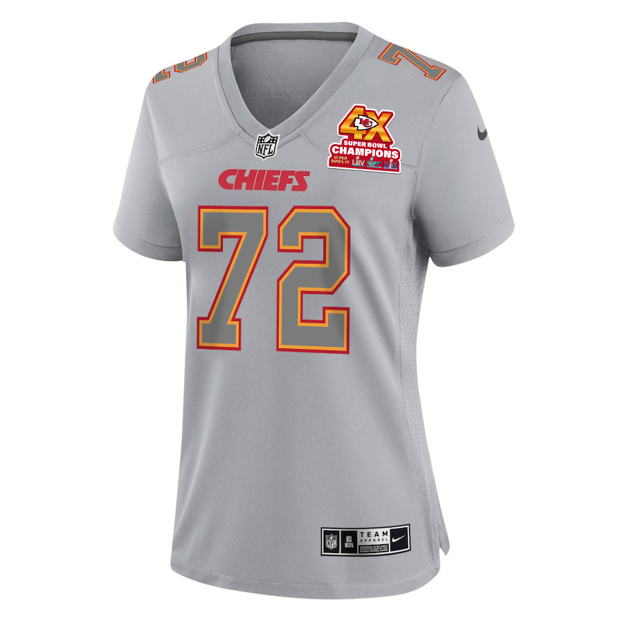 Chukwuebuka Godrick #72 Kansas City Chiefs Super Bowl LVIII Champions 4X Game Jersey - Women's | Gray - Image 3