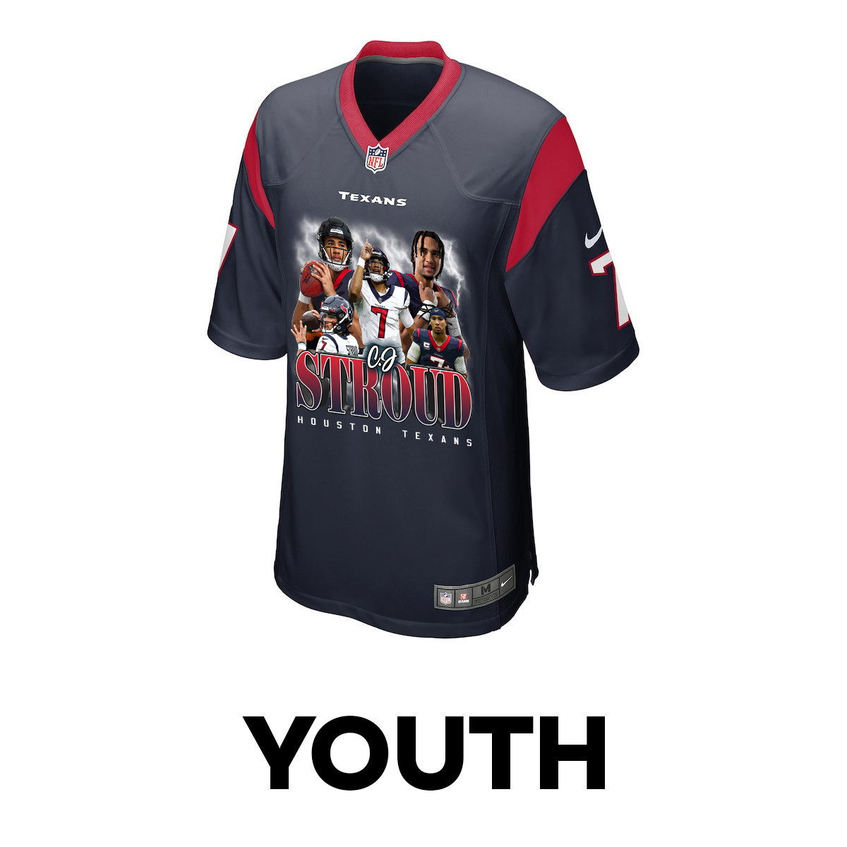 Alternative view of C.J. Stroud #7 Houston Texans Game Jersey - Youth | Navy