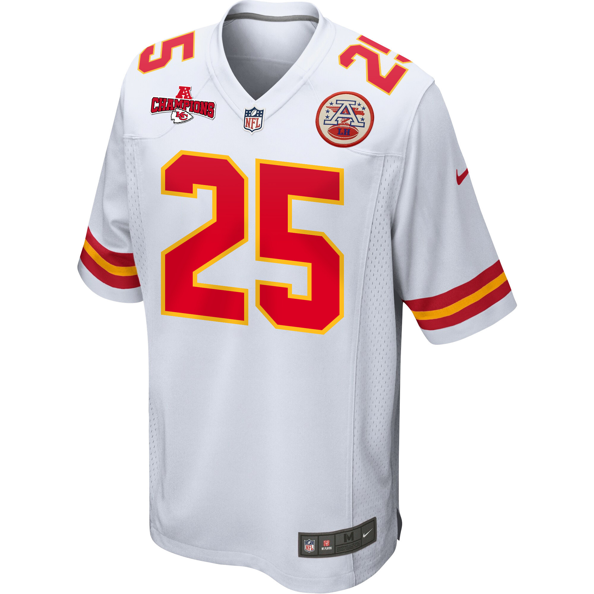 Alternative view of Clyde Edwards-Helaire #25 Kansas City Chiefs Game Jersey - Men's | White