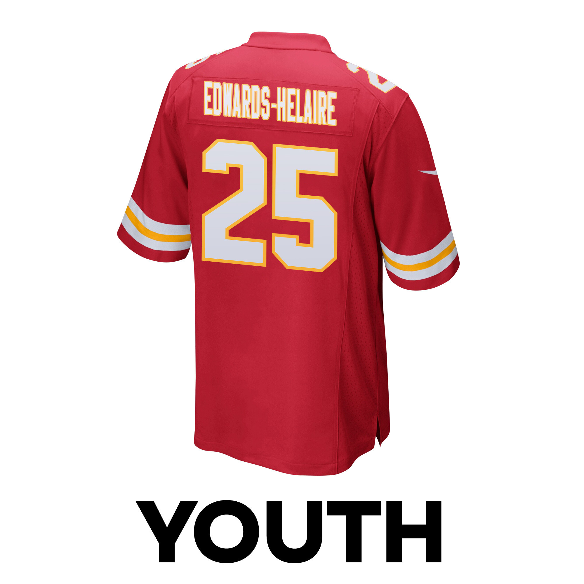 Clyde Edwards-Helaire #25 Kansas City Chiefs Super Bowl LVIII Champions 4X Game Jersey - Youth | Red - Image 3