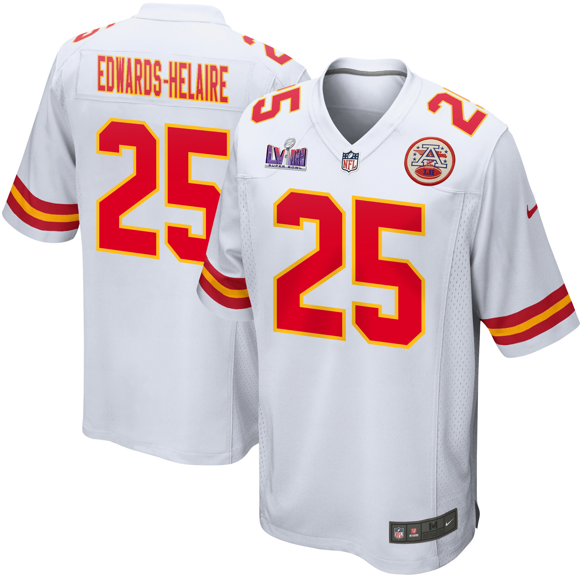 Clyde Edwards-Helaire #25 Kansas City Chiefs Super Bowl LVIII Patch Game Jersey - Men's | White