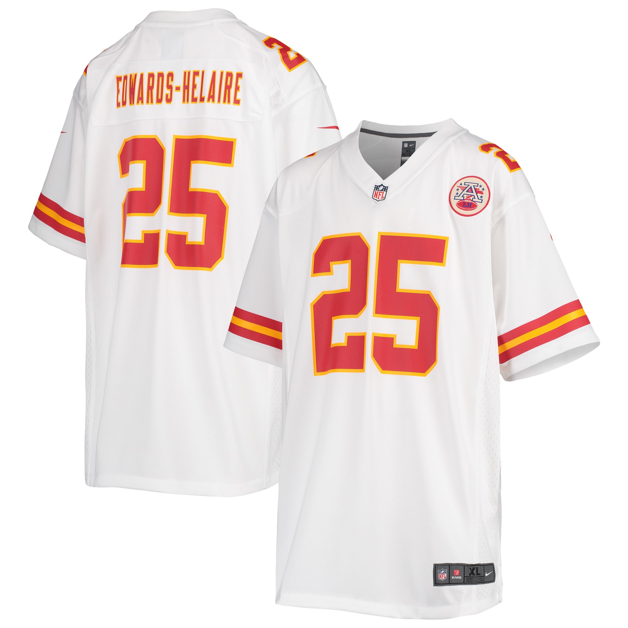 Clyde Edwards-Helaire Kansas City Chiefs Game Jersey - Youth | Helaire White Game Jersey