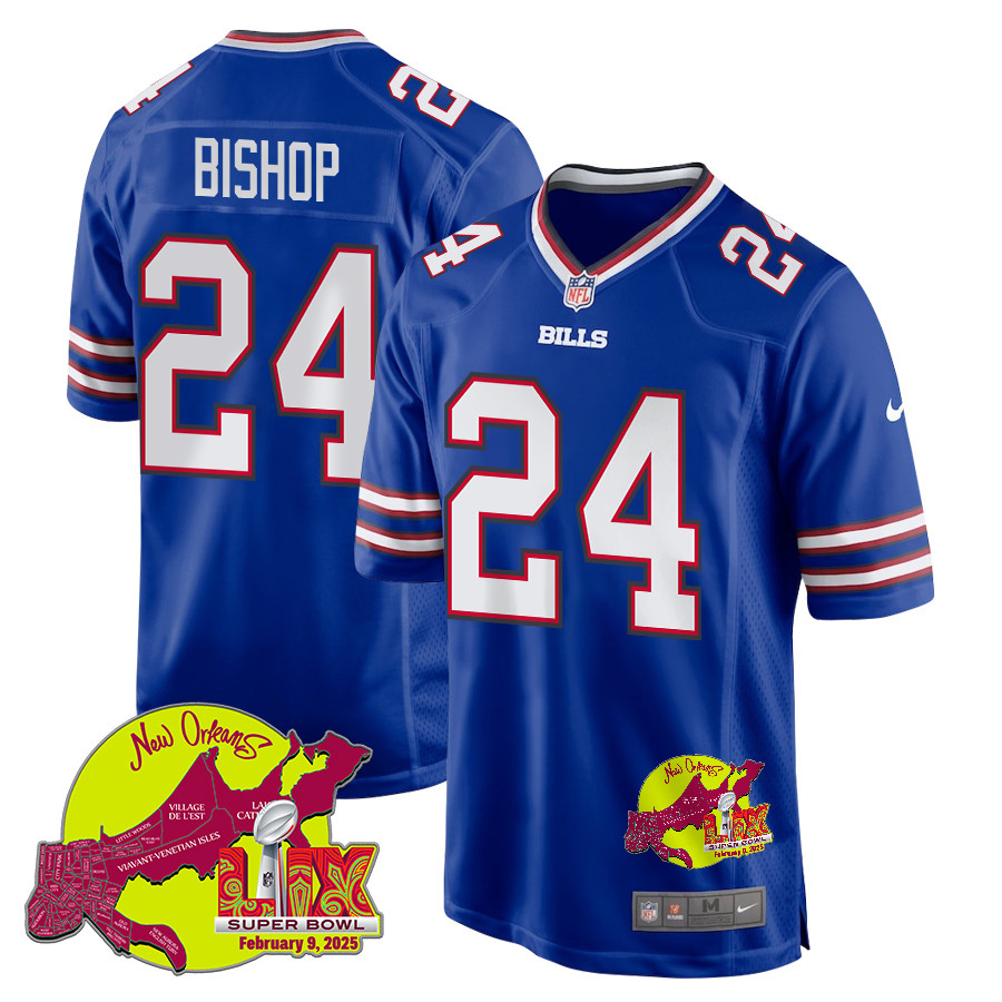 Cole Bishop #24 Buffalo Bills Super Bowl LIX Game Jersey - Men's | Royal