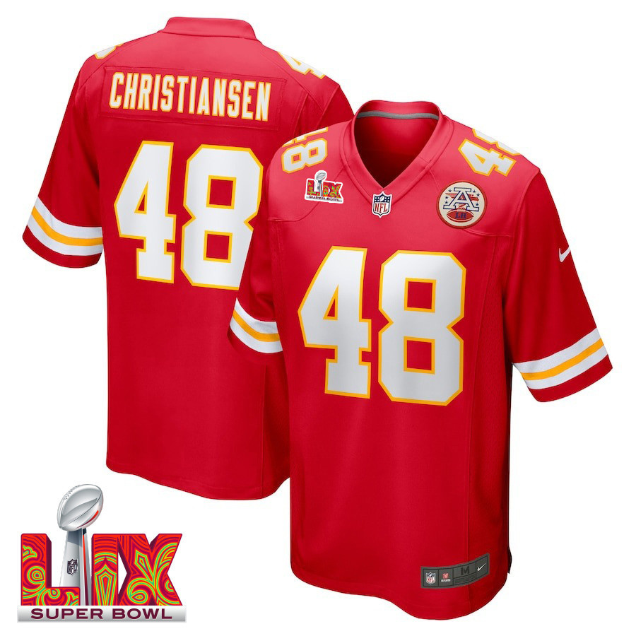 Cole Christiansen #48 Kansas City Chiefs Super Bowl LIX Game Jersey - Men's | Red