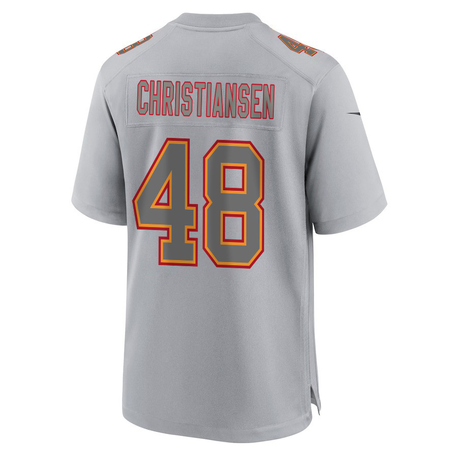 Cole Christiansen #48 Kansas City Chiefs Super Bowl LVIII Champions 4 Stars Patch Game Jersey - Men's | Gray - Image 3