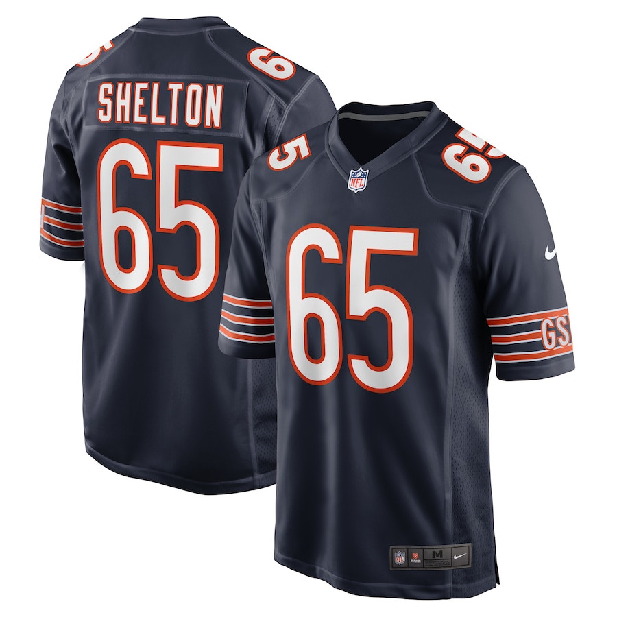 Coleman Shelton #65 Chicago Bears Game Jersey - Men's | Navy