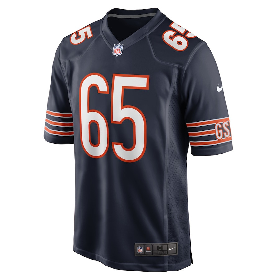 Alternative view of Coleman Shelton #65 Chicago Bears Game Jersey - Men's | Navy