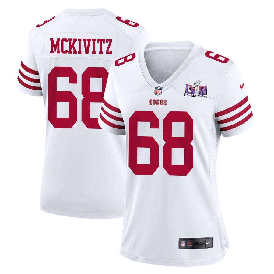 Colton McKivitz #68 San Francisco 49ers Super Bowl LVIII Patch Game Jersey - Women's | White