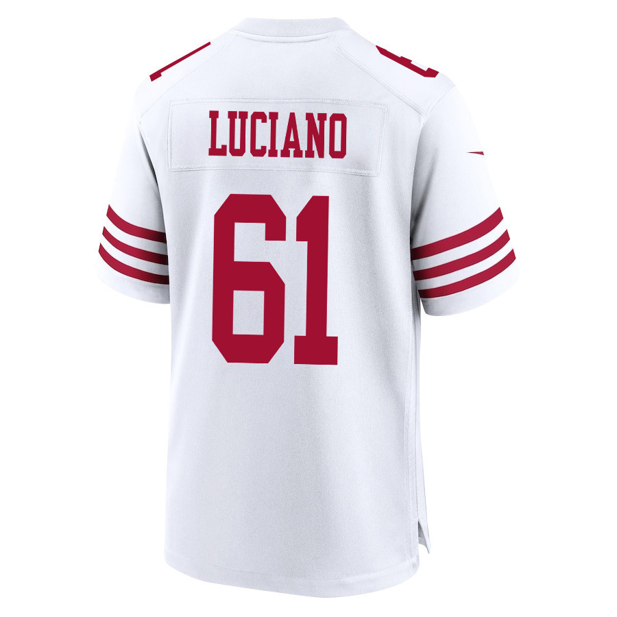 Corey Luciano #61 San Francisco 49ers Super Bowl LVIII Patch Game Jersey - Men's | White - Image 3