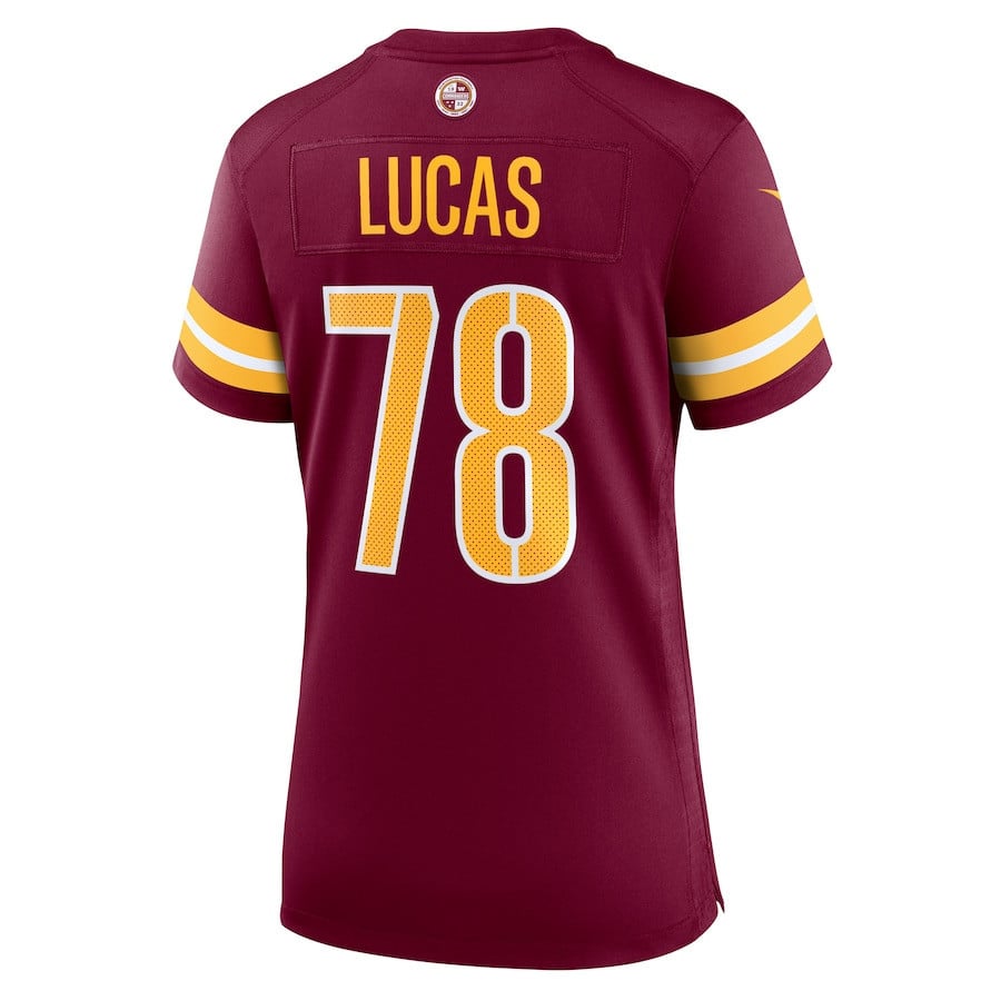 Cornelius Lucas #78 Washington Commanders Super Bowl LIX Game Jersey - Women's | Burgundy - Image 3