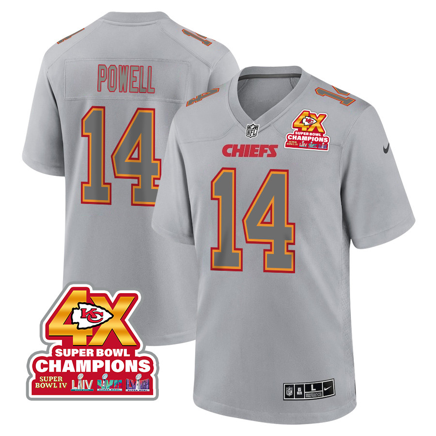 Cornell Powell #14 Kansas City Chiefs Super Bowl LVIII Champions 4X Game Jersey - Men's | Gray