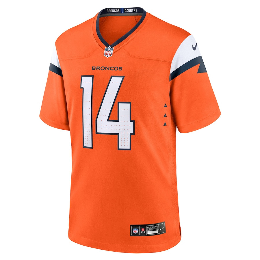 Alternative view of Courtland Sutton #14 Denver Broncos Game Jersey - Men's | Orange