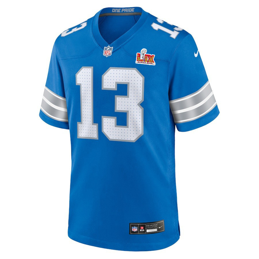 Alternative view of Craig Reynolds #13 Detroit Lions Super Bowl LIX Game Jersey - Men's | Blue