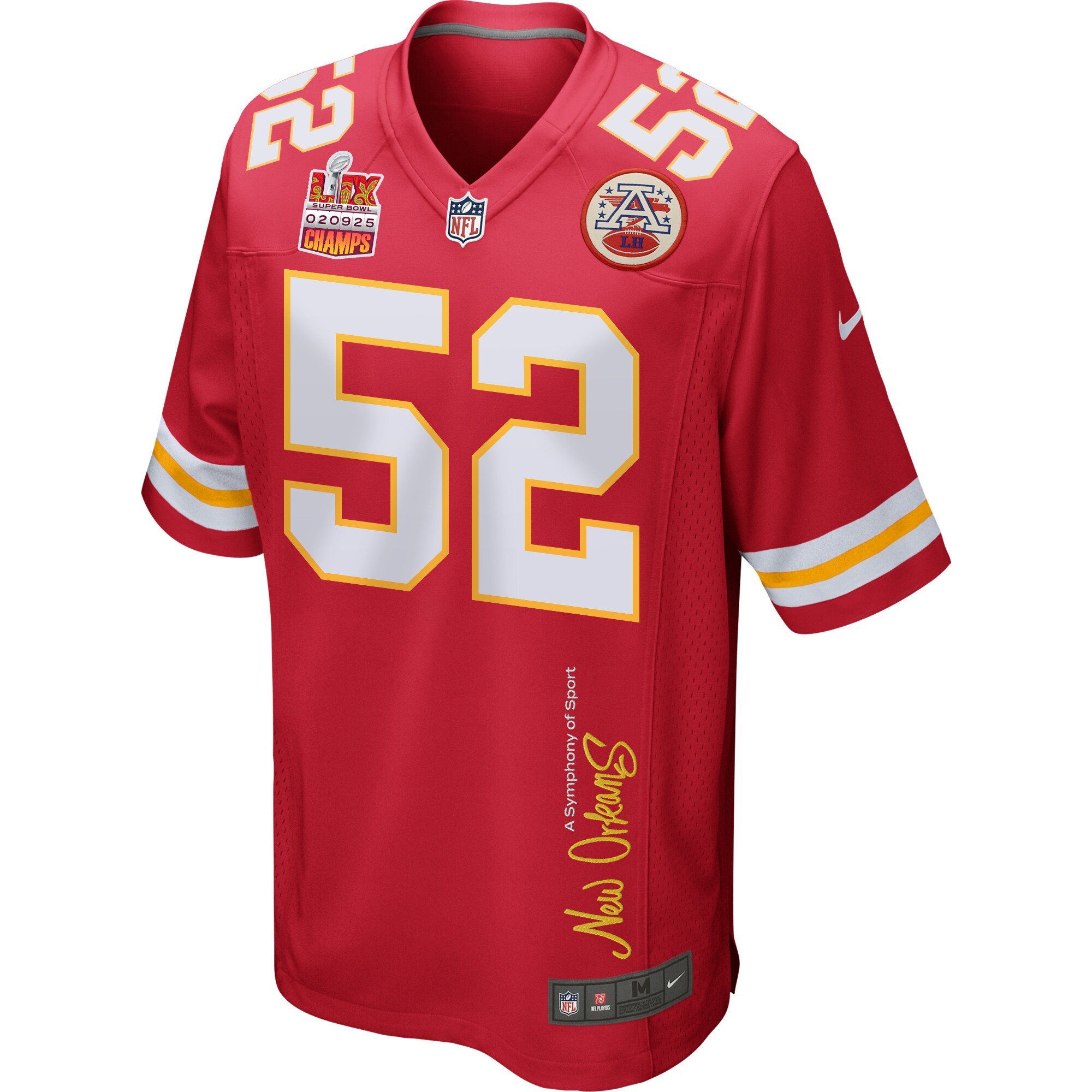 Creed Humphrey #52 Kansas City Chiefs Super Bowl LIX Champions Patch Game Jersey - Men's | Red - Image 3