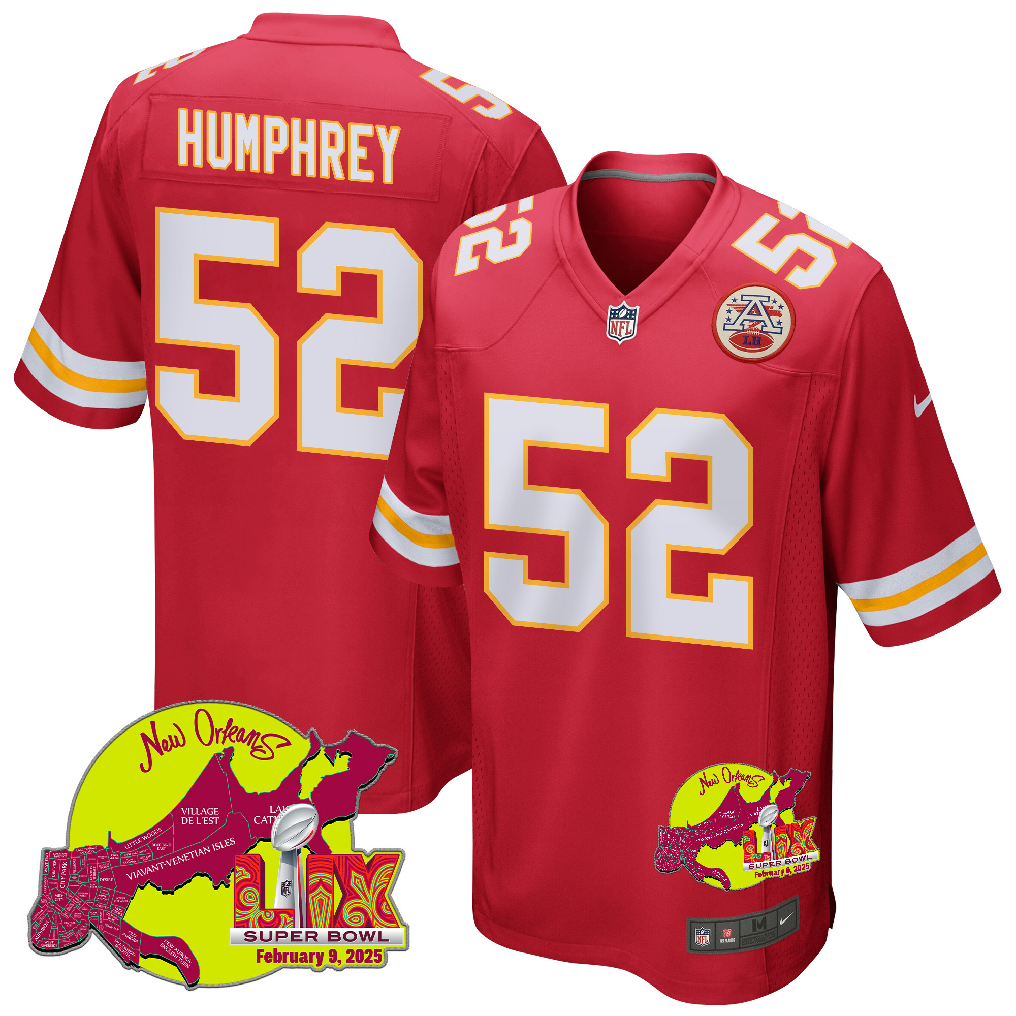 Creed Humphrey #52 Kansas City Chiefs Super Bowl LIX Game Jersey - Men's | Red