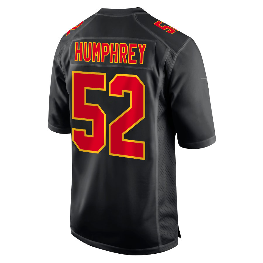 Creed Humphrey #52 Kansas City Chiefs Super Bowl LVIII Champions 4 Stars Patch Game Jersey - Men's | Carbon Black - Image 3