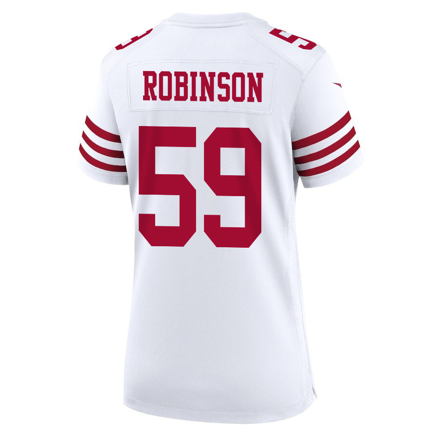 Curtis Robinson #59 San Francisco 49ers Super Bowl LVIII Patch Game Jersey - Women's | White - Image 3