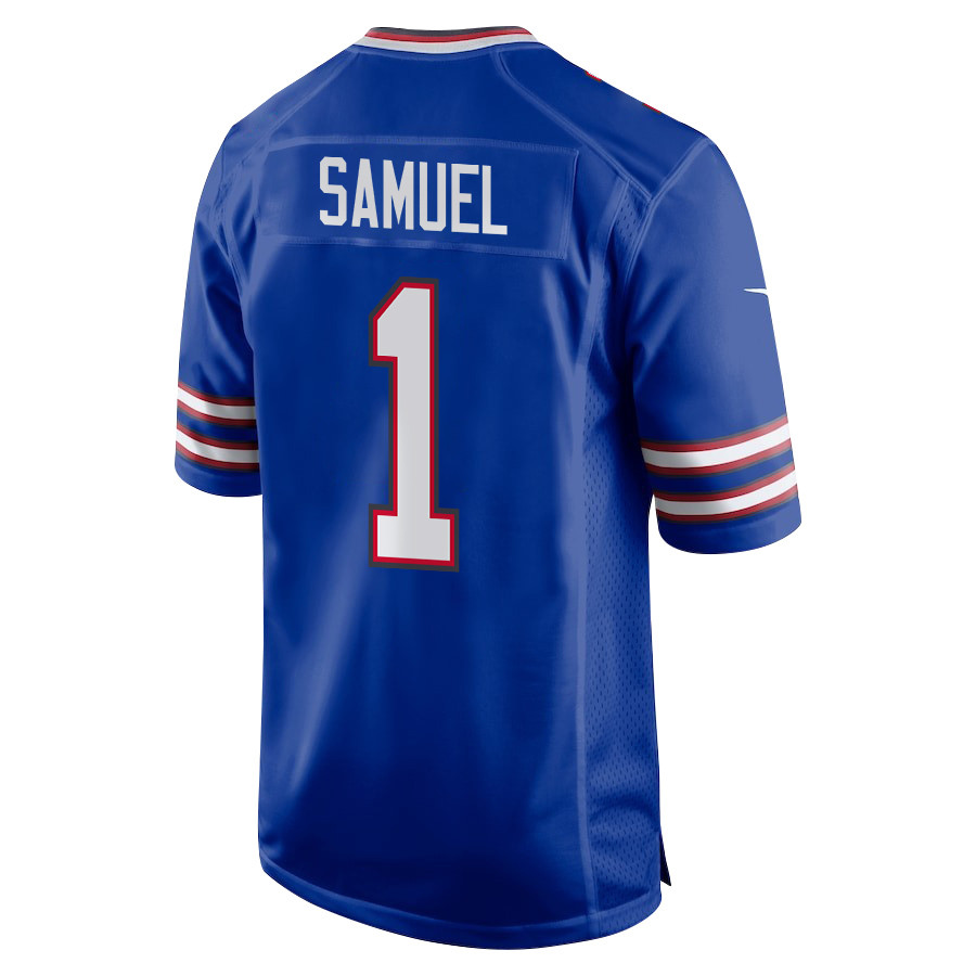 Alternative view of Curtis Samuel #1 Buffalo Bills Super Bowl LIX Game Jersey - Men's | Royal