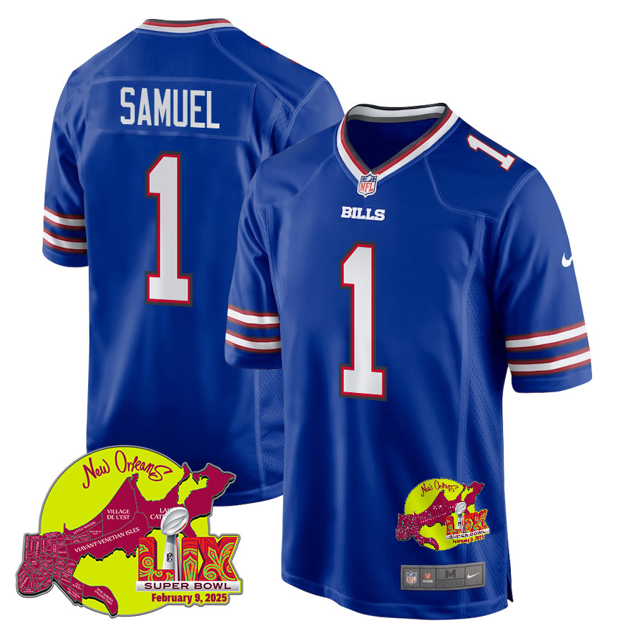 Curtis Samuel #1 Buffalo Bills Super Bowl LIX Game Jersey - Men's | Royal
