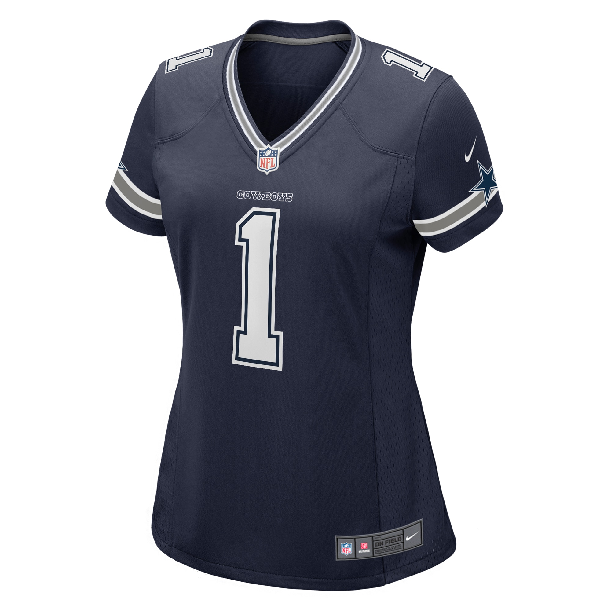Alternative view of Dallas Cowboys Number #1 Dallas Cowboys Game Jersey - Women's