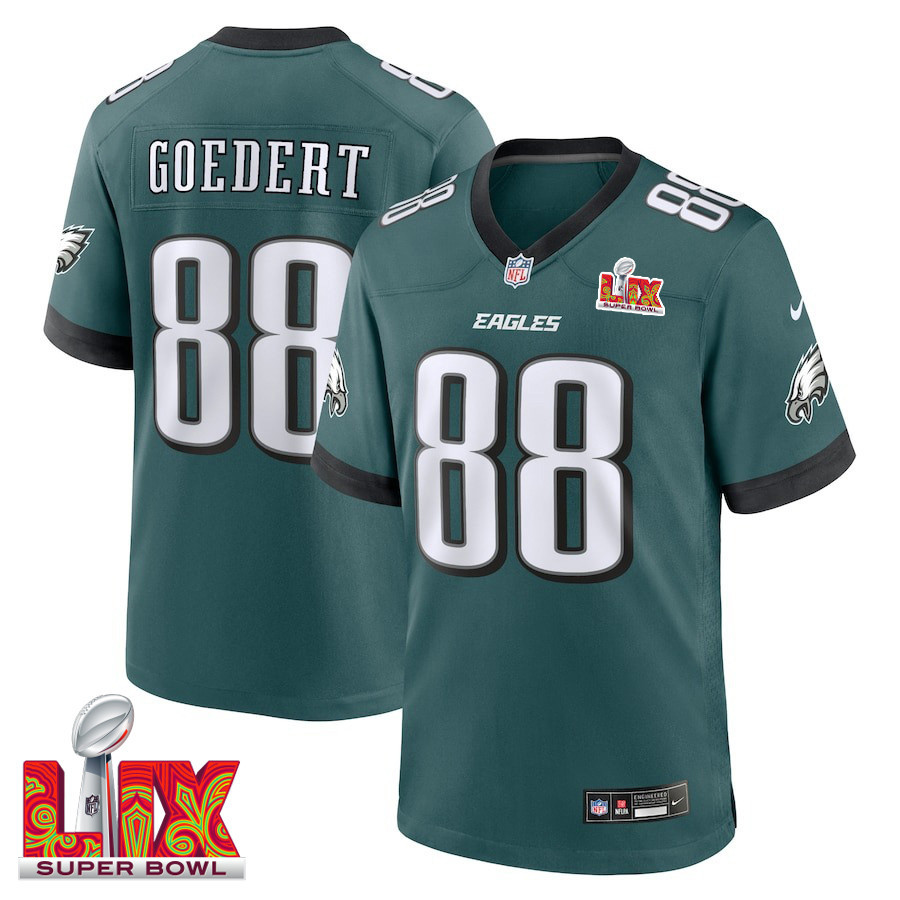 Dallas Goedert #88 Philadelphia Eagles Super Bowl LIX Game Jersey - Men's | Midnight Green