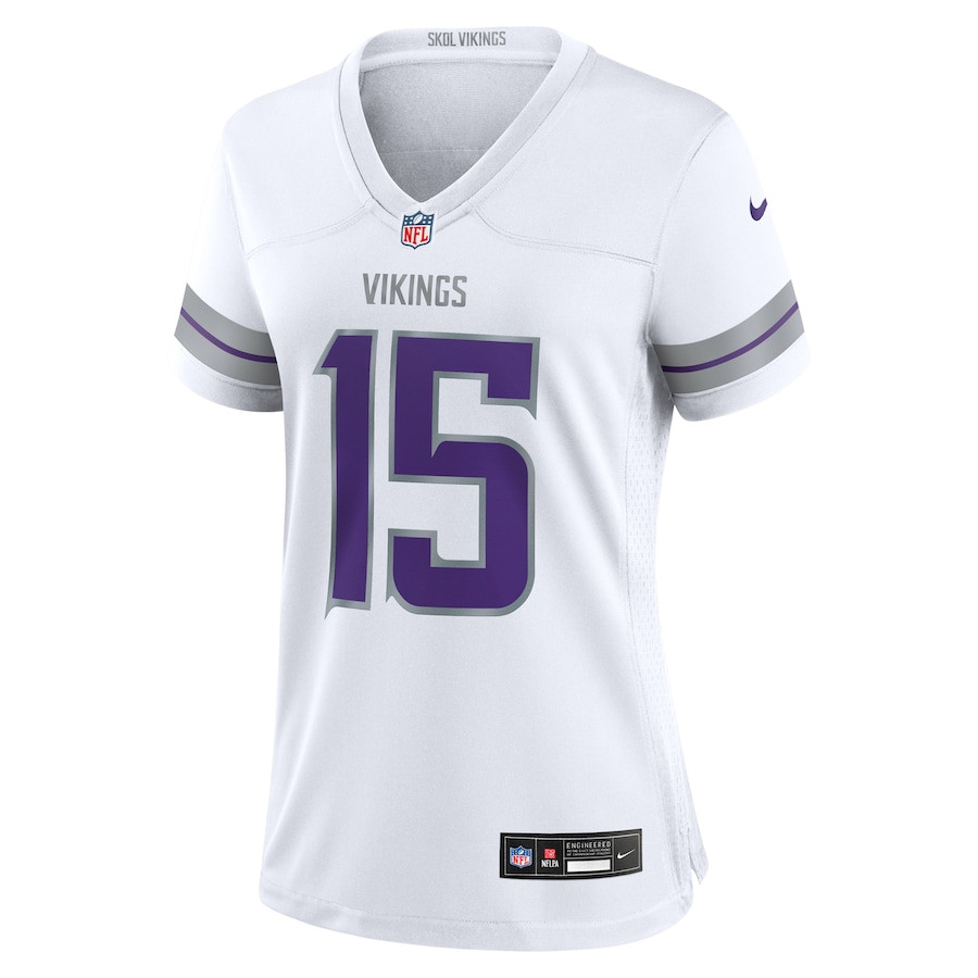 Alternative view of Dallas Turner #15 Minnesota Vikings Alternate Game Jersey - Women's | White
