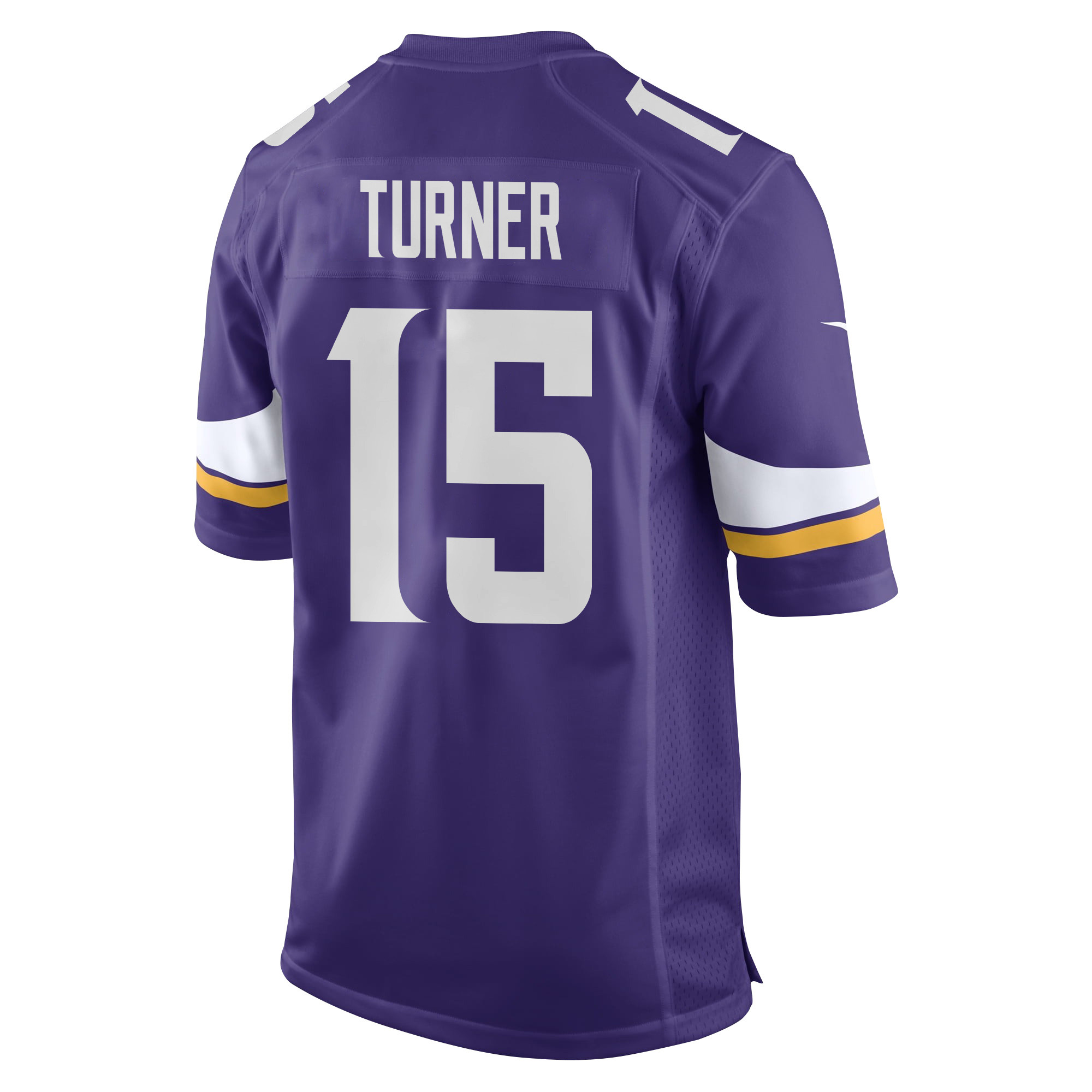 Alternative view of Dallas Turner #15 Minnesota Vikings Super Bowl LIX Game Jersey - Men's | Purple