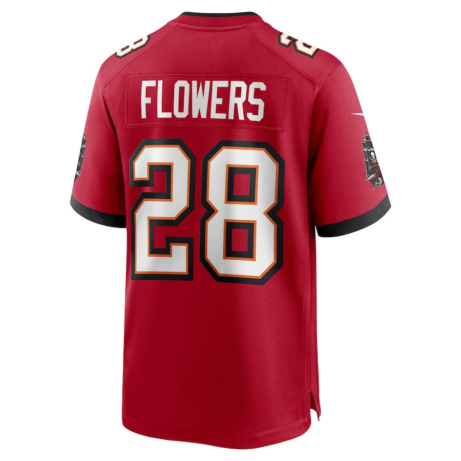 Dallis Flowers #28 Tampa Bay Buccaneers Game Jersey - Men's | Red - Image 3