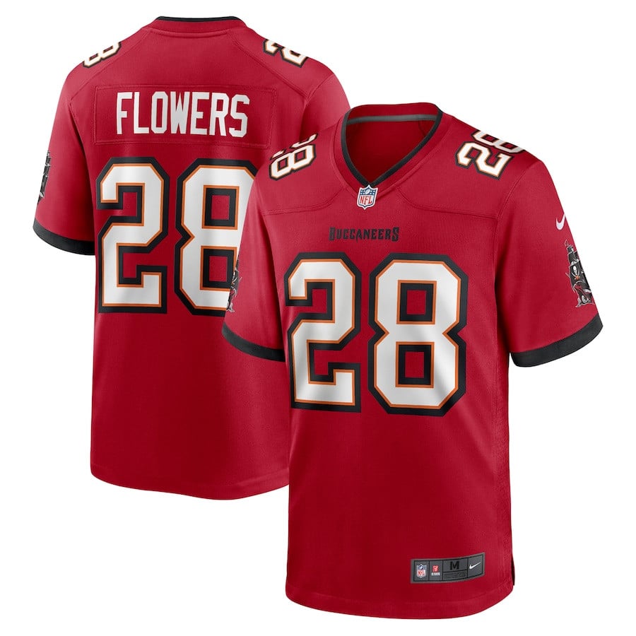 Dallis Flowers #28 Tampa Bay Buccaneers Game Jersey - Men's | Red