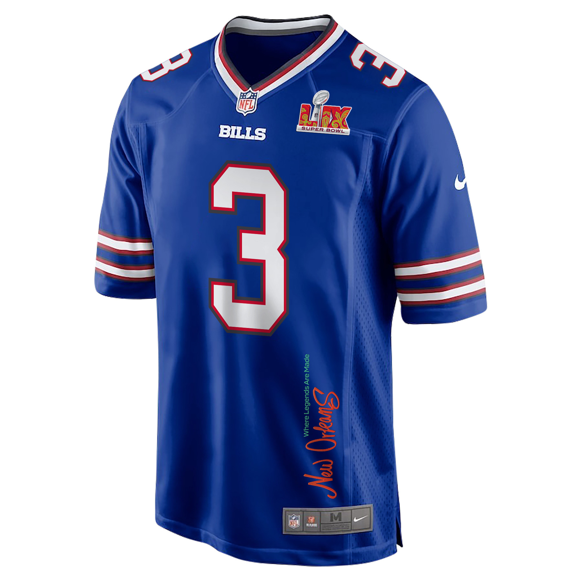 Damar Hamlin #3 Buffalo Bills Super Bowl LIX Legend Jersey - Men's | Royal - Image 3