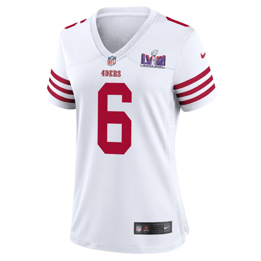 Danny Gray #6 San Francisco 49ers Super Bowl LVIII Patch Game Jersey - Women's | White - Image 2