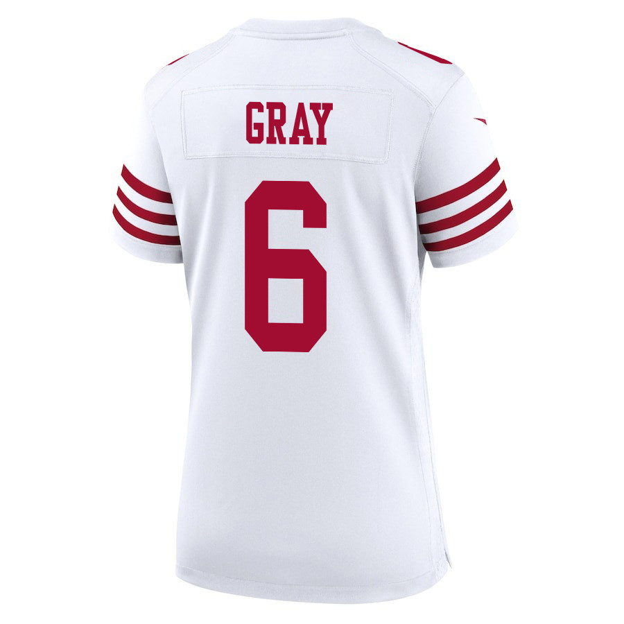 Danny Gray #6 San Francisco 49ers Super Bowl LVIII Patch Game Jersey - Women's | White - Image 3