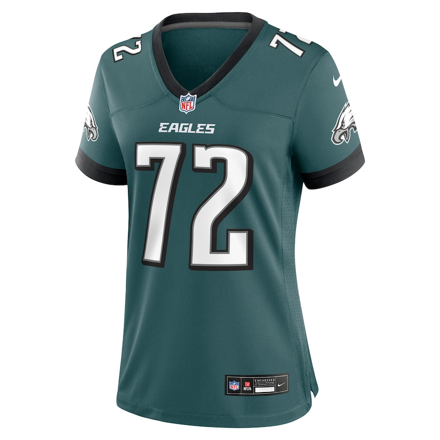 Alternative view of Darian Kinnard #72 Philadelphia Eagles Game Jersey - Women's | Midnight Green