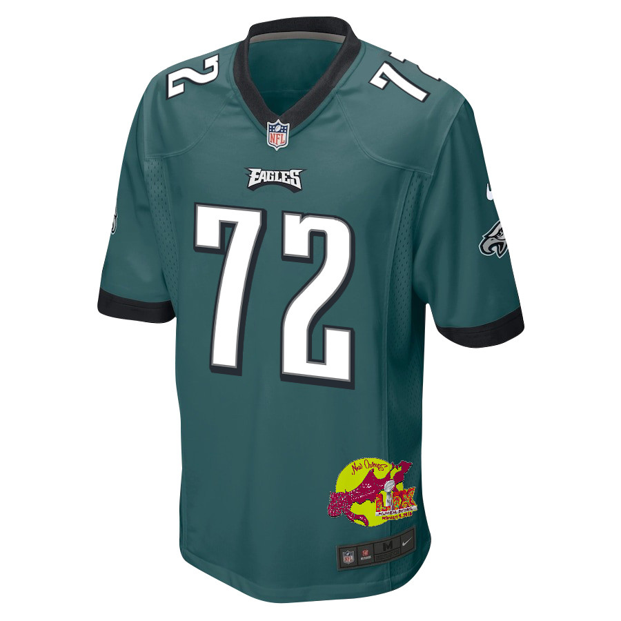 Darian Kinnard #72 Philadelphia Eagles Super Bowl LIX Game Jersey - Men's | Midnight Green - Image 3
