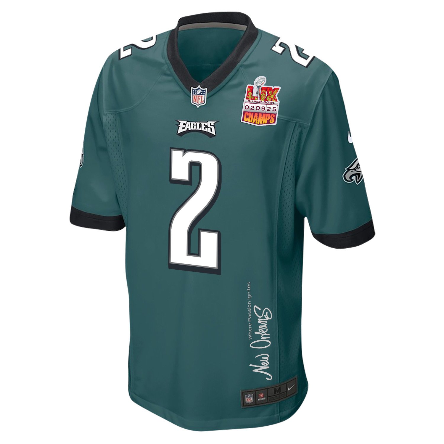 Darius Slay Jr. #2 Philadelphia Eagles Super Bowl LIX Champions Patch Game Jersey - Men's | Midnight Green - Image 3