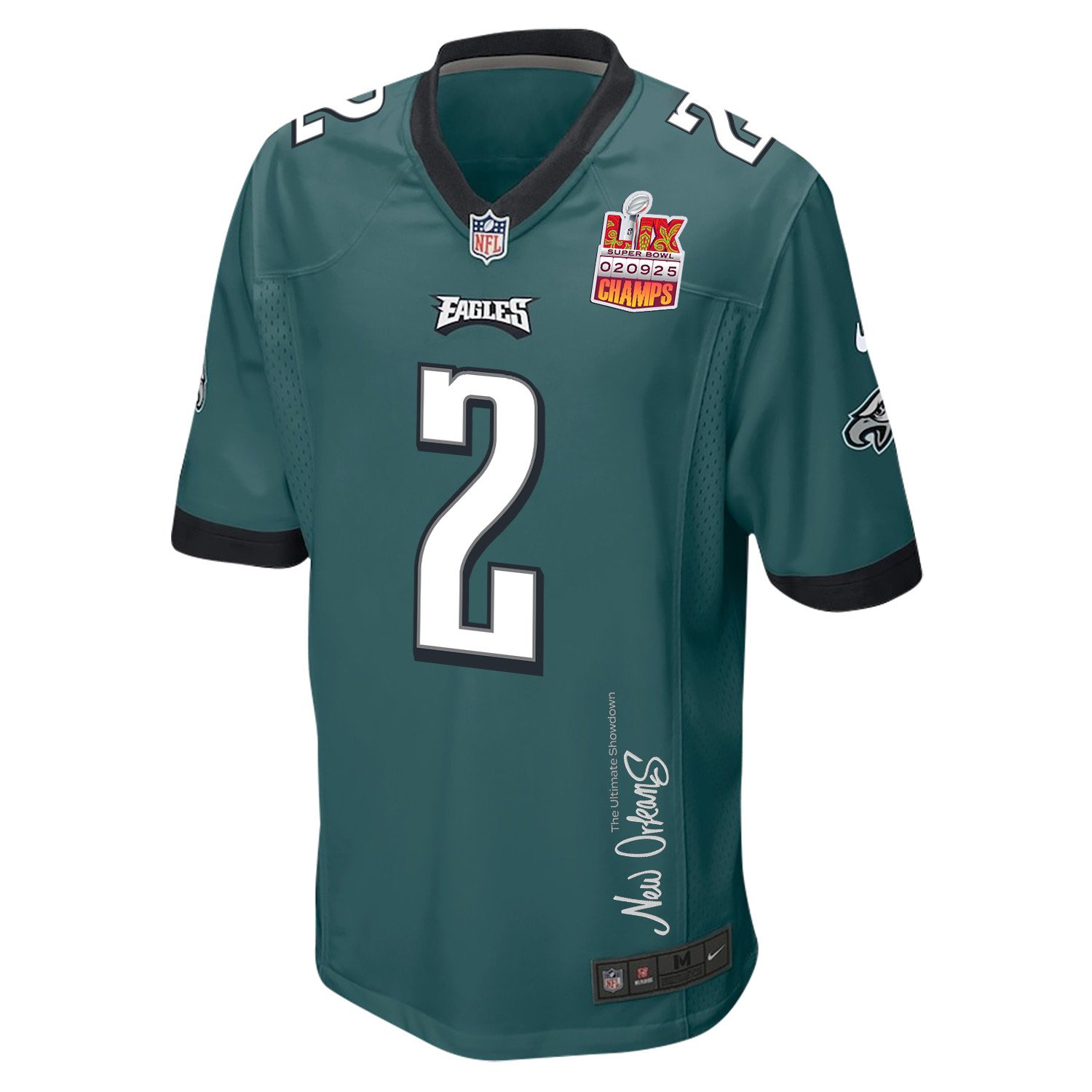 Darius Slay Jr. #2 Philadelphia Eagles Super Bowl LIX Champions Patch Game Jersey - Men's | Midnight Green - Image 3