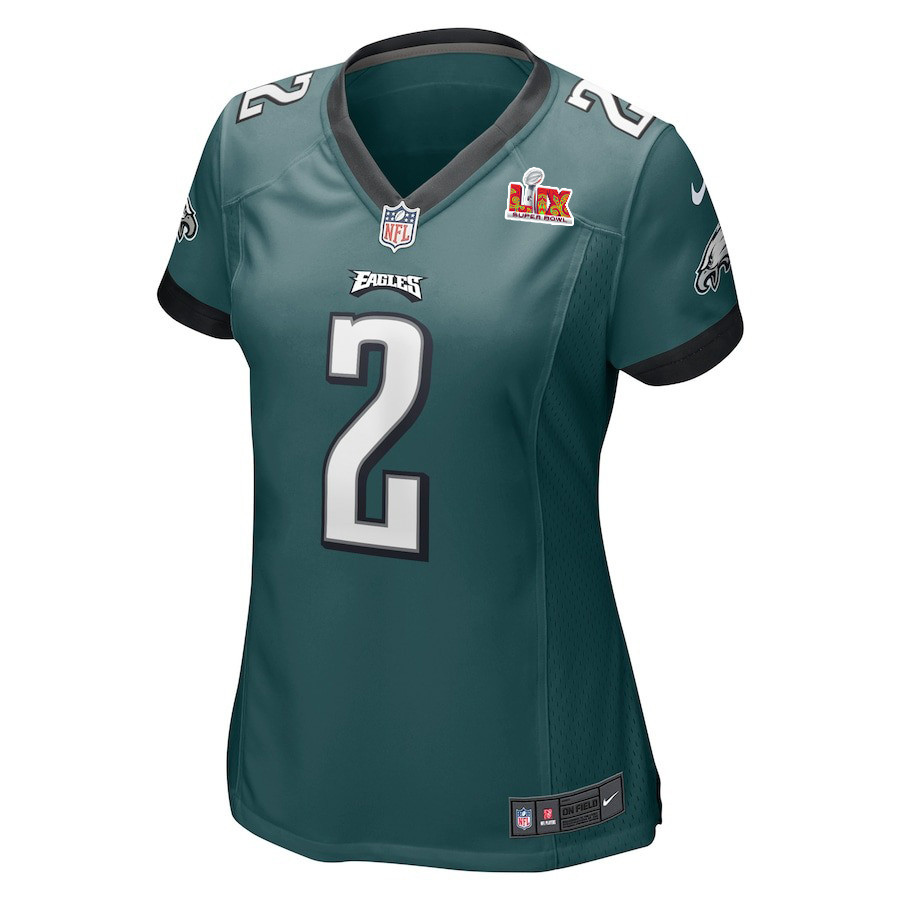 Alternative view of Darius Slay Jr. #2 Philadelphia Eagles Super Bowl LIX Game Jersey - Women's | Midnight Green