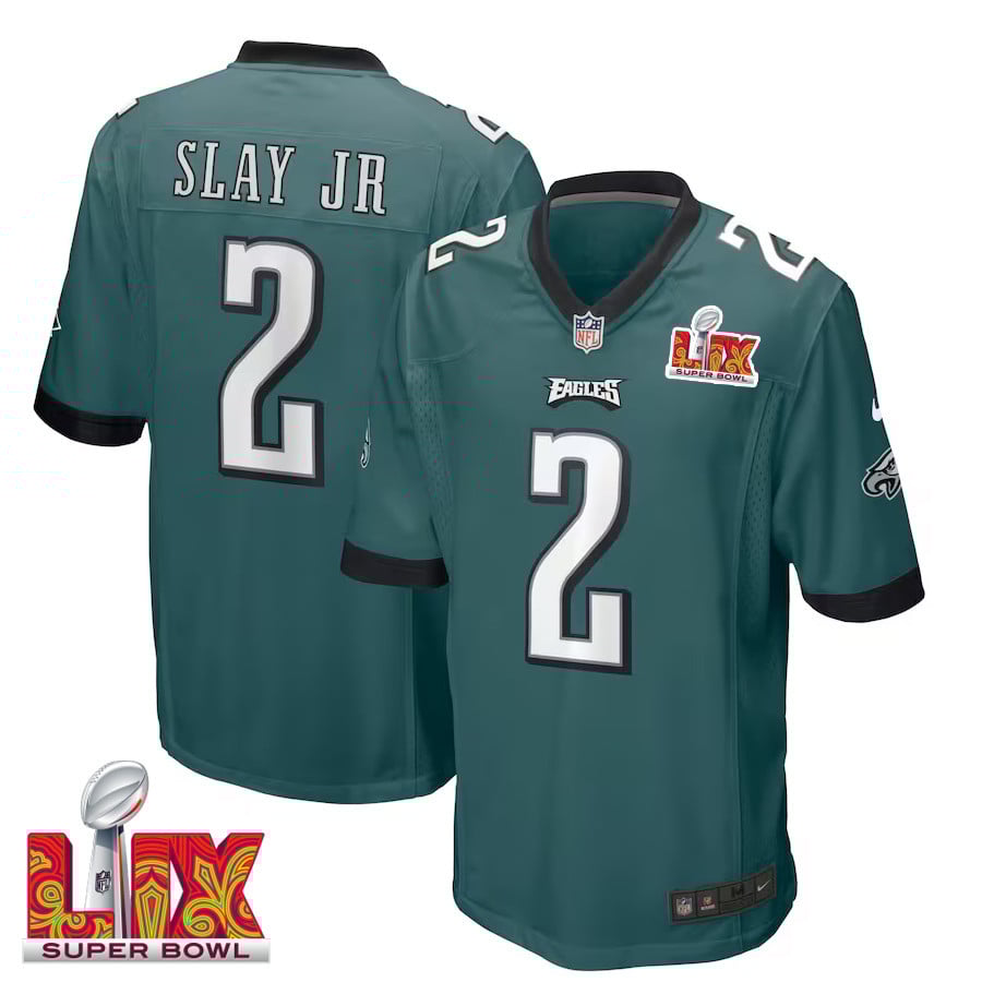 Darius Slay Jr. #2 Philadelphia Eagles Super Bowl LIX Game Jersey - Youth | Midnight Green