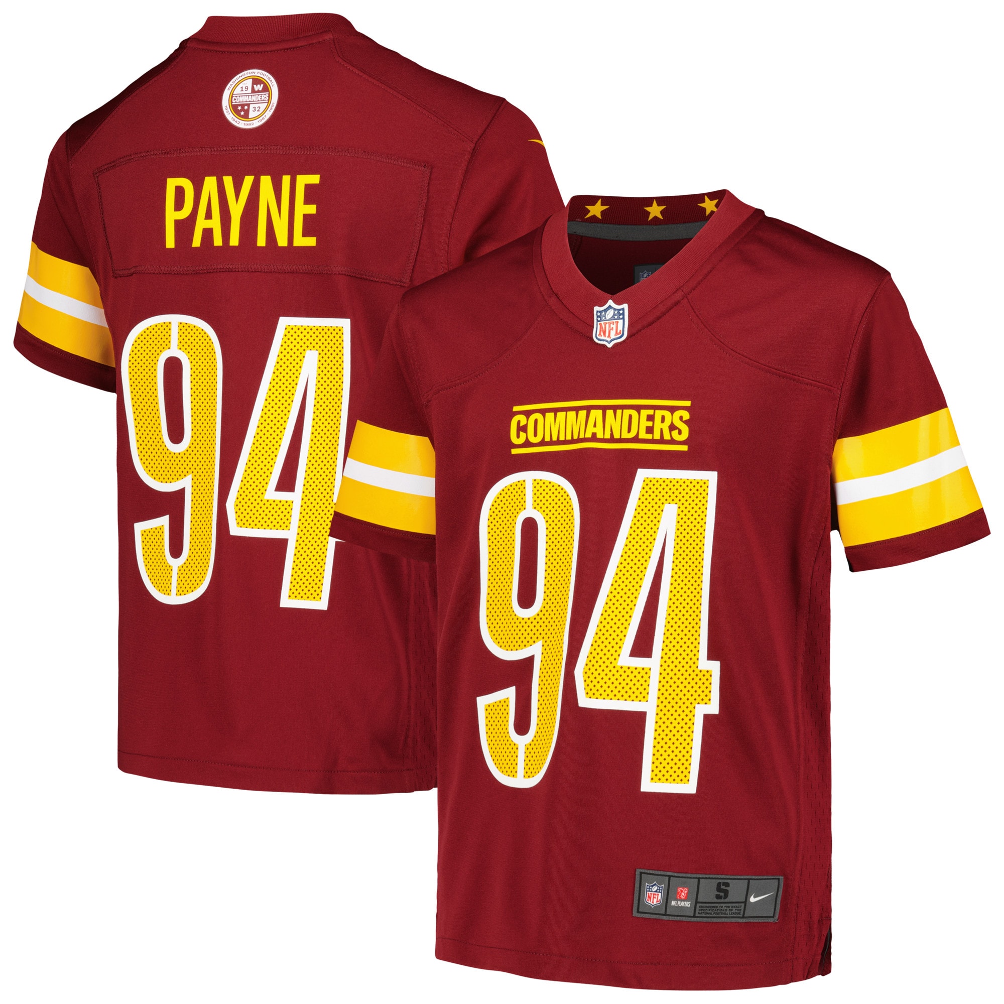 Daron Payne Washington Commanders Game Jersey - Youth