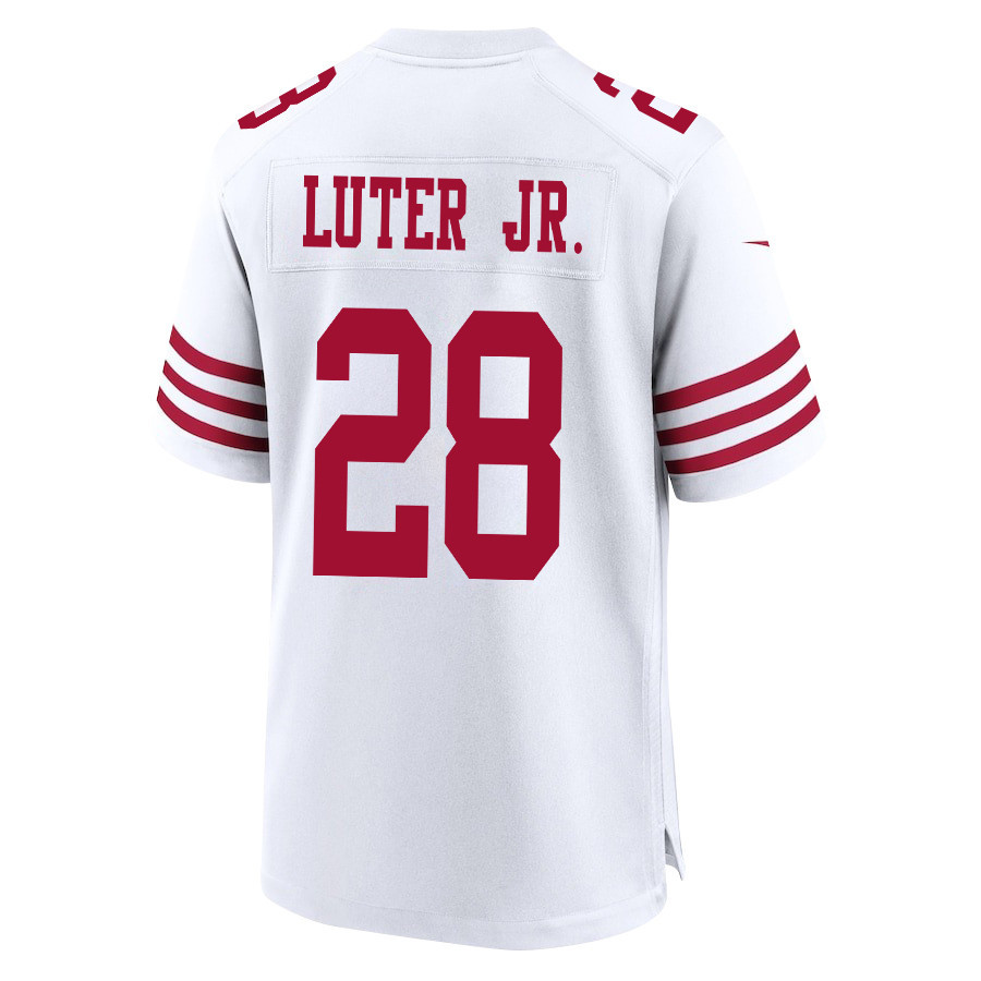 Darrell Luter Jr. #28 San Francisco 49ers Super Bowl LVIII Patch Game Jersey - Men's | White - Image 3