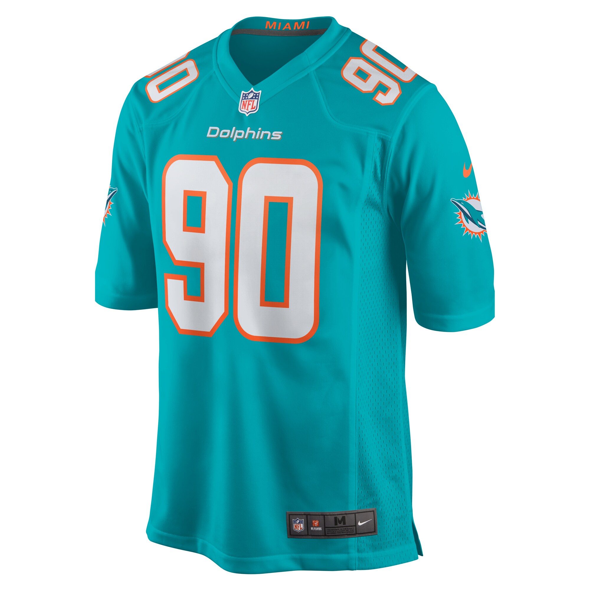 Alternative view of Da'Shawn Hand Miami Dolphins Game Jersey - Men's