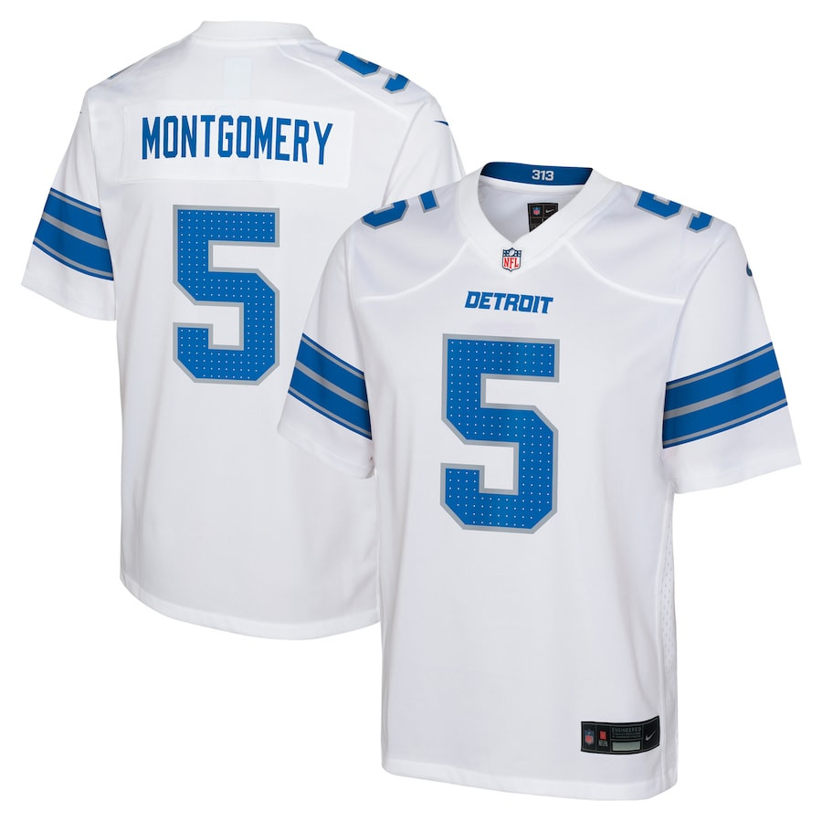 David Montgomery #5 Detroit Lions Game Jersey - Youth | White