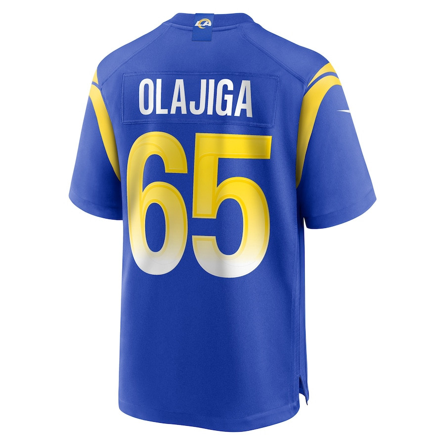 David Olajiga #65 Los Angeles Rams Game Jersey - Men's | Royal - Image 3