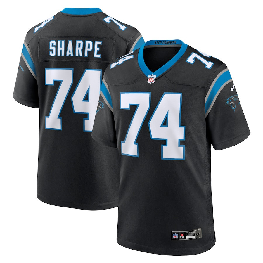David Sharpe #74 Carolina Panthers Game Jersey - Men's | Black